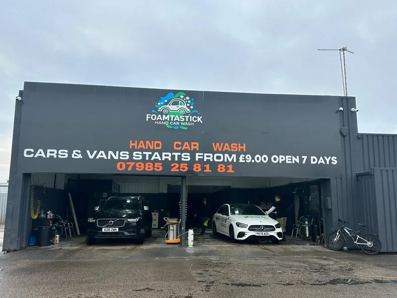 The Foamtastick Hand Car Wash forecourt and wash bays on Nelson Way, Boston